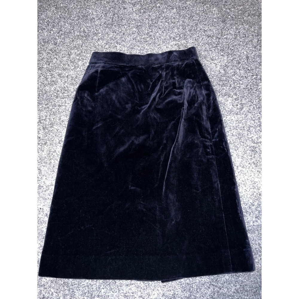 Vintage Niedieck Brilliant Velvet Navy Blue Midi Skirt Cotton Made in W Germany